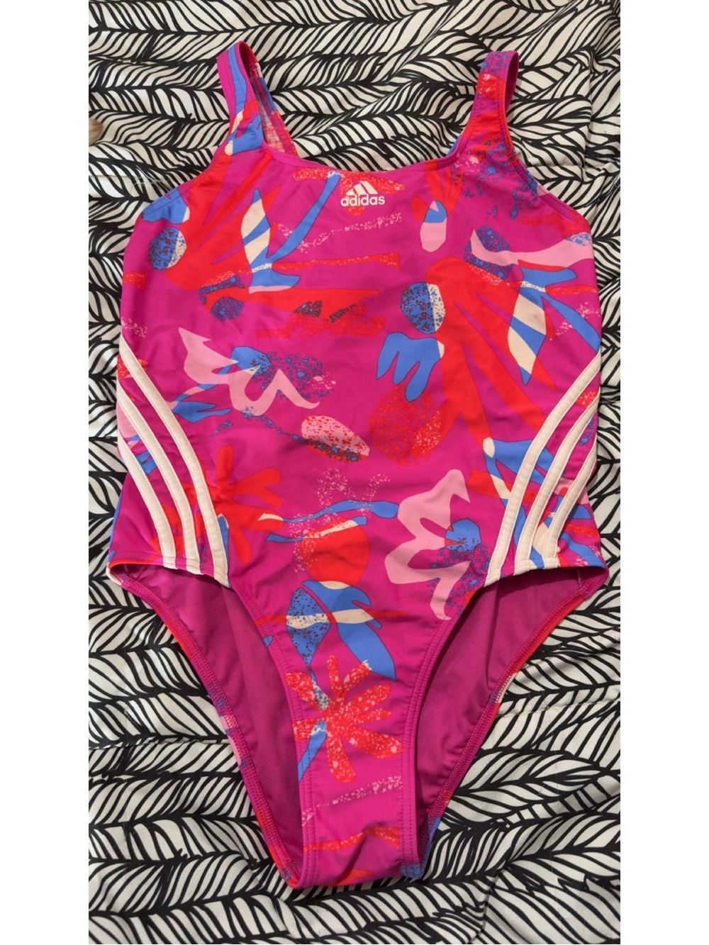 adidas Hot Pink Floral-Print One-Piece Swimsuit